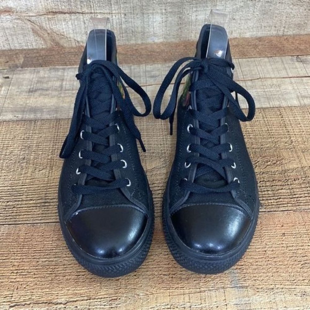 Black Multicolor Puppy Print Bootie Sneakers Womens 7 Lace Up - Picture 4 of 13